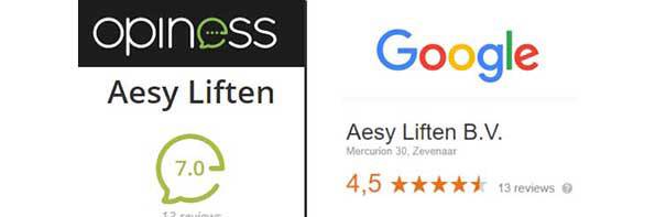 afbeelding 1 van reviews van opiness en Google over Aesyliften
