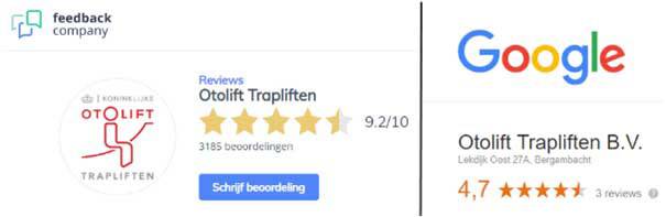 afbeelding 2 van reviews van feedbackcompany en Google over otolift trapliften