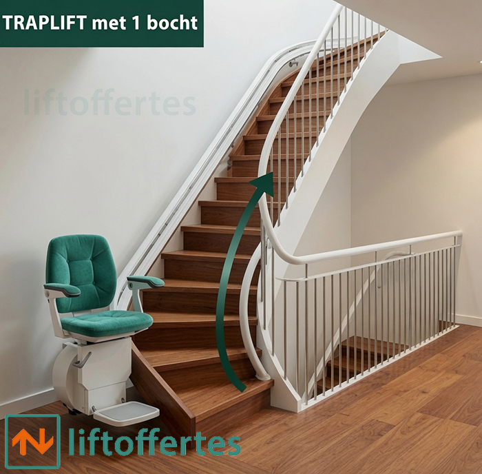 Traplift voor een trap met 1 bocht